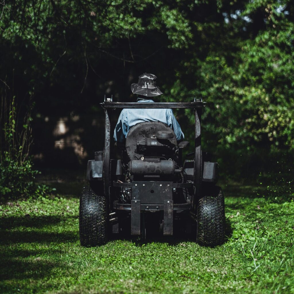 mowing grass with a rideon mower